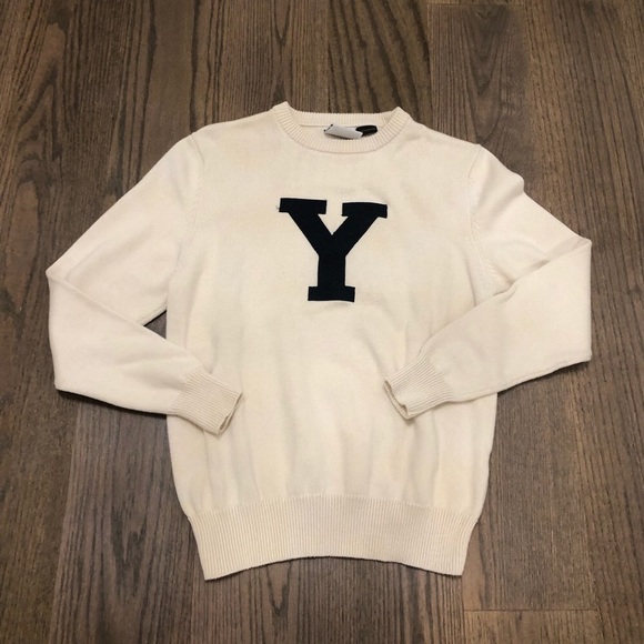 Boys Yale Letter Sweater Creme Mens Xs 